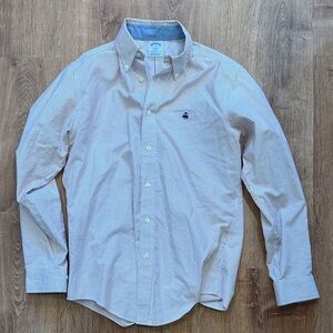 Brooks Brothers Red and White Pinstripe Button-Down Dress Shirt